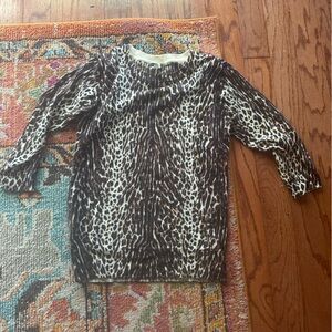 J. Crew Animal Print Merino Wool 3/4 Sleeve Sweater